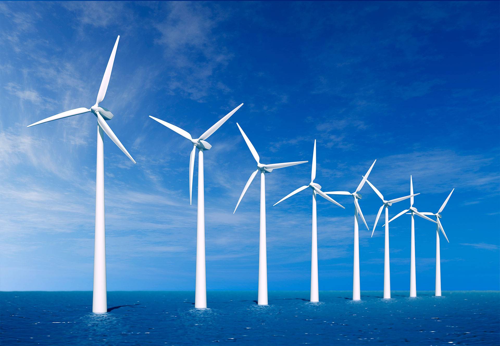  Ветрогенератори, вятърна електроцентрала в морето 